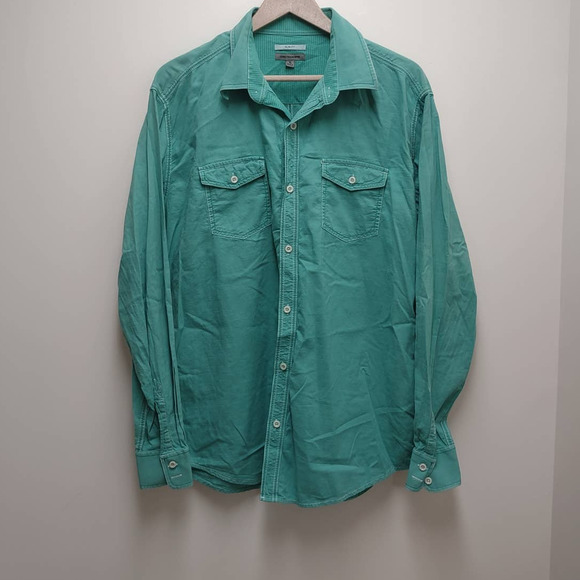 Johnston & Murphy Green Slim Fit Cotton Button Front Men's Size XL - Picture 1 of 9